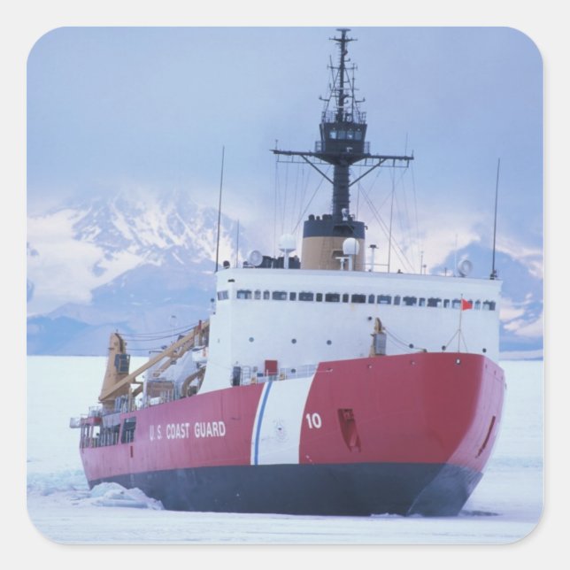 Adesivo Quadrado Antártica, Ilha de Ross, Estação McMurdo, USCG (Frente)