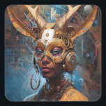 Adesivo Quadrado Antelope Headdress Science Fiction Cyberpunk<br><div class="desc">Produtos de arte fantasia de The Lunarium.</div>