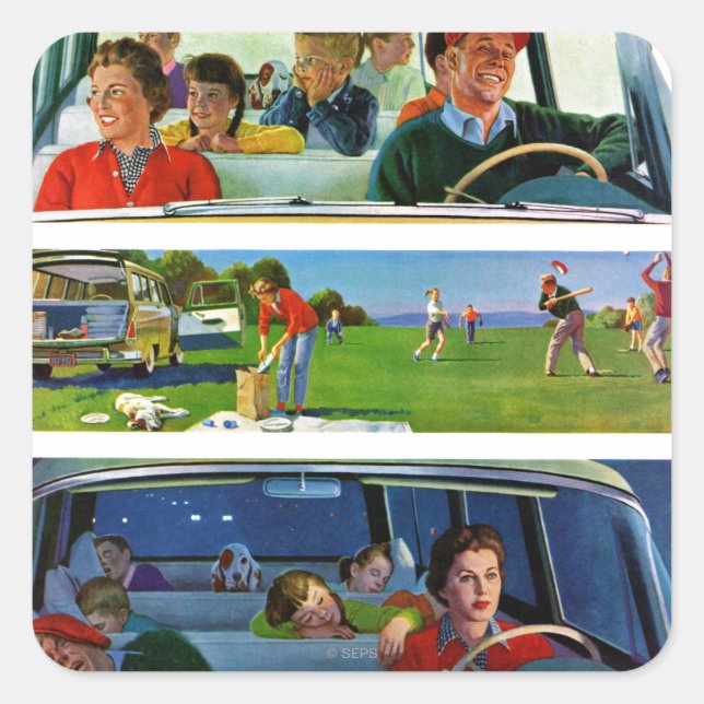 Adesivo Quadrado Antes, Durante e Após o Picnic (Frente)