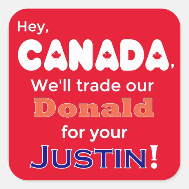 Adesivo Quadrado Anti Trump Trade Donald Para Justin Sticker (Frente)