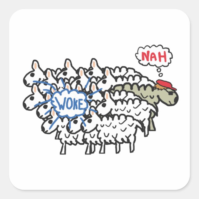 Adesivo Quadrado Anti-Woke Sheep (Frente)