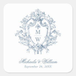 Adesivo Quadrado Antigo Brasão Monogramático de Casamento Regência