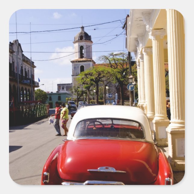 Adesivo Quadrado Antigo carro clássico americano em Guanabacoa, cid (Frente)