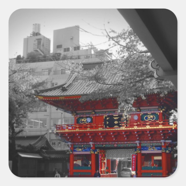 Adesivo Quadrado Antigo Templo Japonês (Frente)