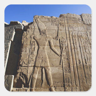 Adesivo Quadrado Antigos hieróglifos na parede, Templo de Karnak,