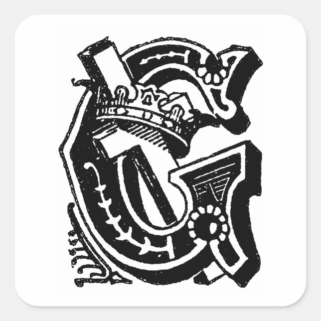 Adesivo Quadrado Antiguidade Caligrafia Símbolos Masônicos - Letra  (Frente)