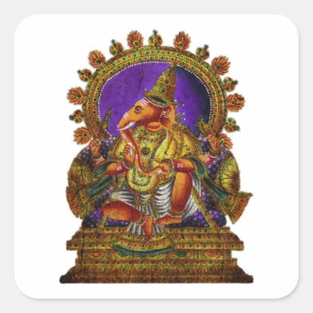Adesivo Quadrado Antiguidade de Ganesha Deva | faça seu próprio his (Frente)