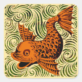 Adesivo Quadrado Antiguidade de Peixe Azulejo Antigo