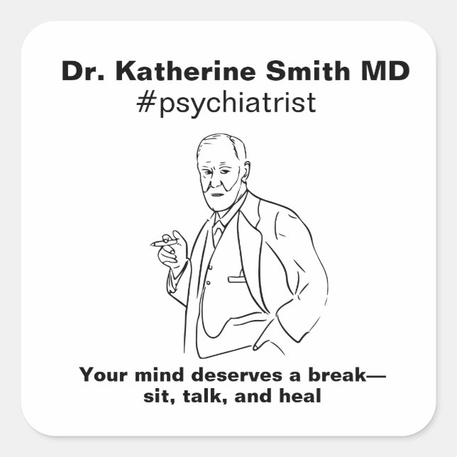 Adesivo Quadrado ANTISTRESS Freud Psychiatry Therapy Clinic Health (Frente)