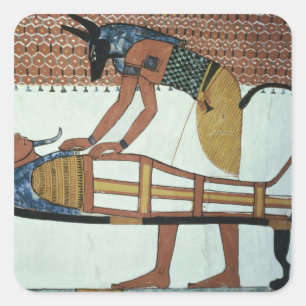 Adesivo Quadrado Anubis e uma mamã, do túmulo de Sennedjem