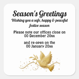 Adesivo Quadrado Anúncio aberto fechado da consciência das datas 