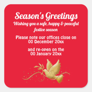 Adesivo Quadrado Anúncio de fechamento de datas em aberto fechadas