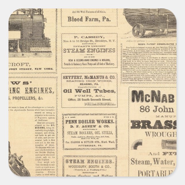 Adesivo Quadrado Anúncios do New York Oil (Frente)