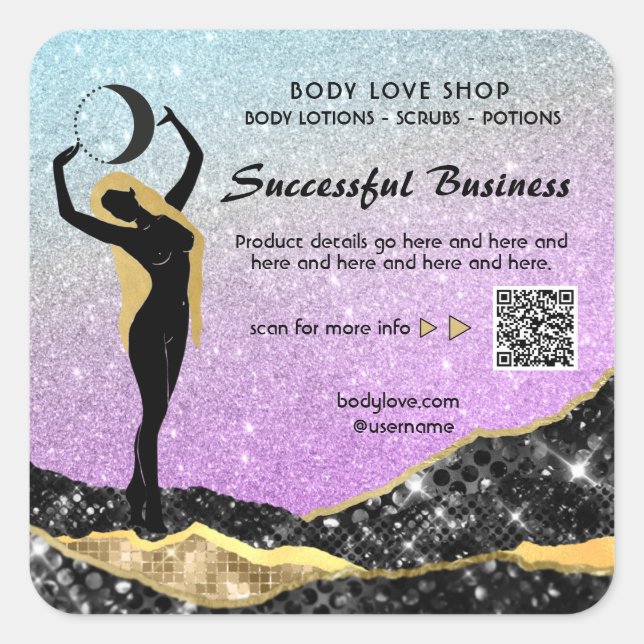 Adesivo Quadrado *~* AP24 Rainbow Goddess Intenção Ortografia Ombre (Frente)