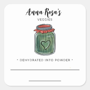 Adesivo Quadrado *~* AP30 Jar de Vazio desidratado do Fruta Verde