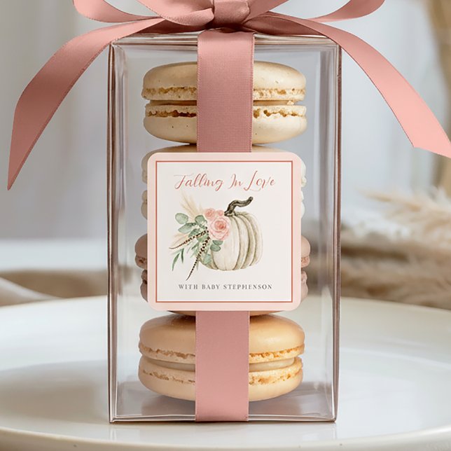 Adesivo Quadrado Apaixonando-Se Por Chá de fraldas Rosa Queda (Criador carregado)