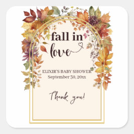 Adesivo Quadrado Apaixonar-Se Pelo Chá De Bebês De Outono