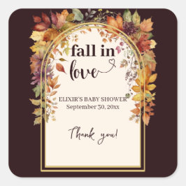 Adesivo Quadrado Apaixonar-Se Pelo Chá De Bebês De Outono