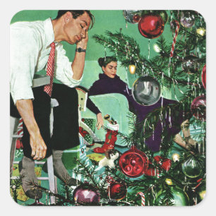 Adesivo Quadrado Aparando a árvore