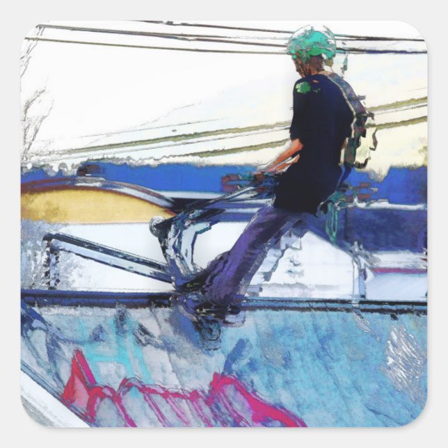 Adesivo Quadrado Aparência - Trabalho de arte de Patinete de dublag (Frente)