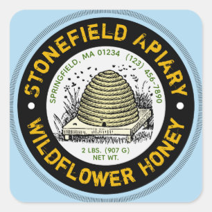 Adesivo Quadrado Apelido das colmeias Azul-claro