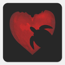 Adesivo Quadrado Apelido de tartaruga Namorados Vermelho Presente P