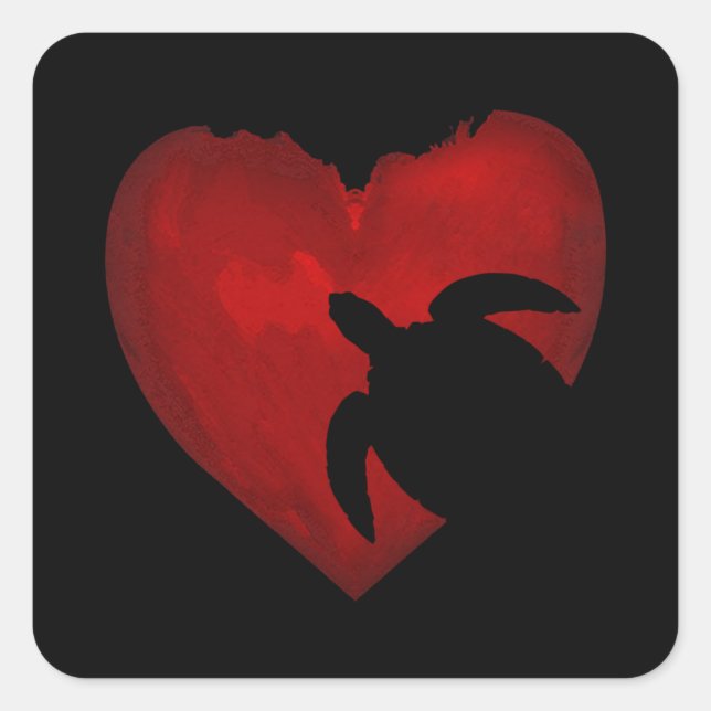 Adesivo Quadrado Apelido de tartaruga Namorados Vermelho Presente P (Frente)