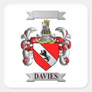 Adesivo Quadrado Apelido Família Davies e Escudo
