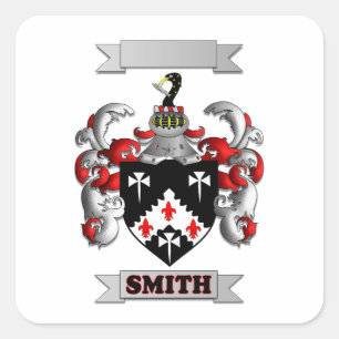 Adesivo Quadrado Apelido Família Smith e Escudo