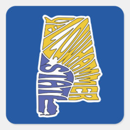 Adesivo Quadrado Apelido Word Art do Alabama