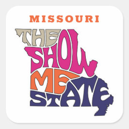Adesivo Quadrado Apelido Word Art do Missouri