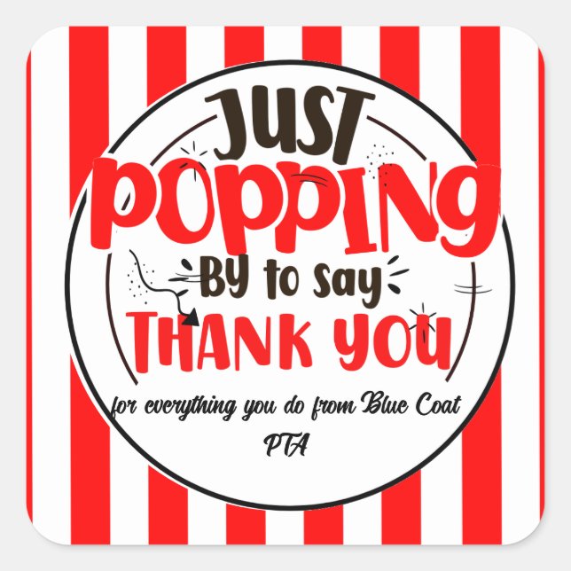 Adesivo Quadrado apenas aparecendo para dizer obrigados como volunt (Frente)