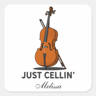 Adesivo Quadrado Apenas Cellin Cello Musical Personalizado