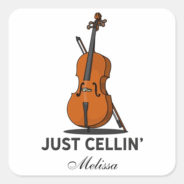 Adesivo Quadrado Apenas Cellin Cello Musical Personalizado (Frente)