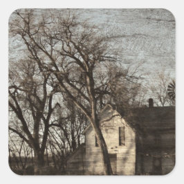 Adesivo Quadrado Apenas Memórias Permanecem, Fazenda Abandonada