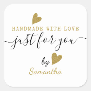Adesivo Quadrado Apenas Para Você Dourada Coração Leve Feita Com
