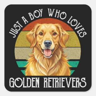 Adesivo Quadrado Apenas um menino que ama Golden Retrievers