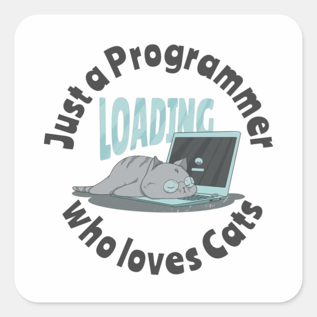 Adesivo Quadrado Apenas um programador que ama gatos (Frente)