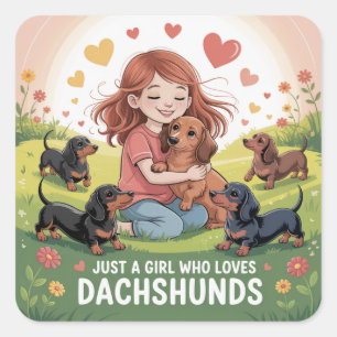 Adesivo Quadrado Apenas Uma Garota Que Ama Dachshunds