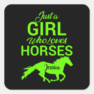 Adesivo Quadrado Apenas Uma Menina Que Ama Cavalos Personalizado