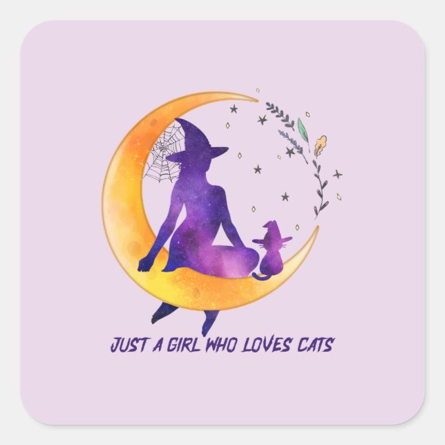 Adesivo Quadrado Apenas Uma Menina Que Ama Gato (Frente)