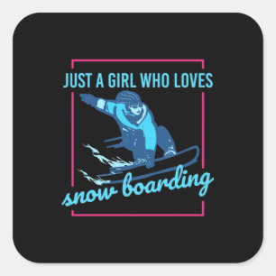 Adesivo Quadrado Apenas Uma Menina Que Ama Snowboard