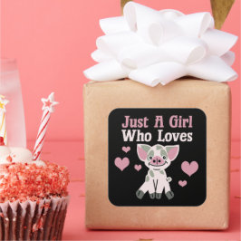 Adesivo Quadrado Apenas Uma Menina Que Ama Suínos