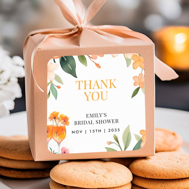 Adesivo Quadrado Aperol Spritz Floral Chá de panela Sticker (Criador carregado)