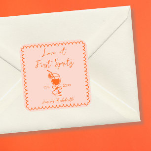 Adesivo Quadrado Aperol Spritz Playful Chic Hand Drawn Bachelorette