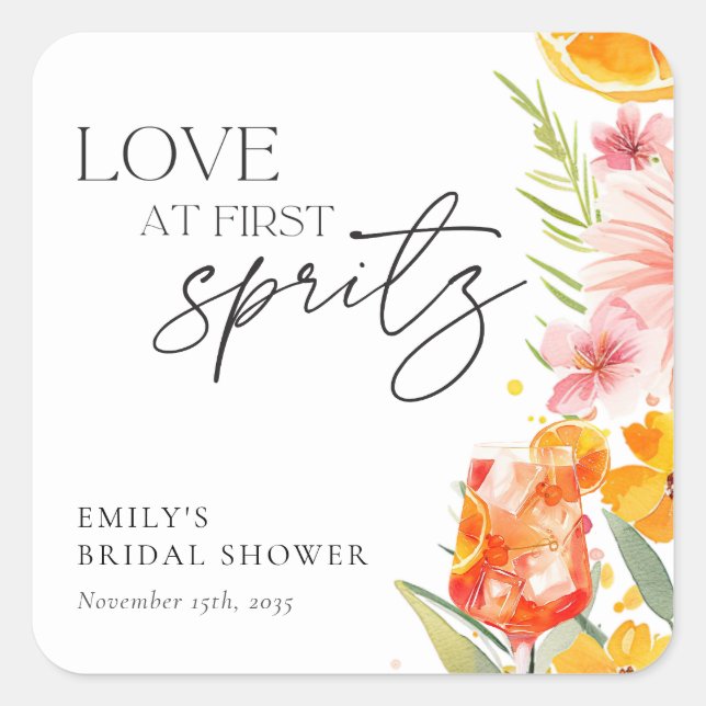 Adesivo Quadrado Aperol Spritz Watercolor Chá de panela (Frente)