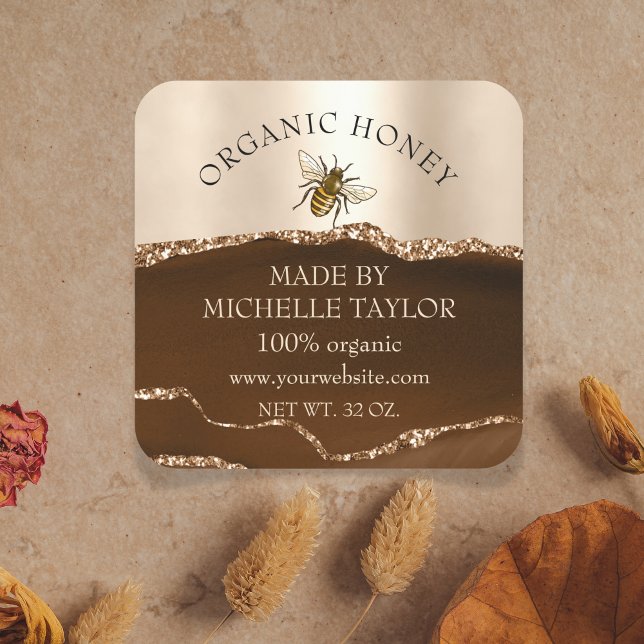 Adesivo Quadrado Apiarista Apiarista Abelhas Abelhas Honeycomb (Criador carregado)