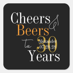 Adesivo Quadrado Aplaudidos Personalizados e Cervejas Aniversário d