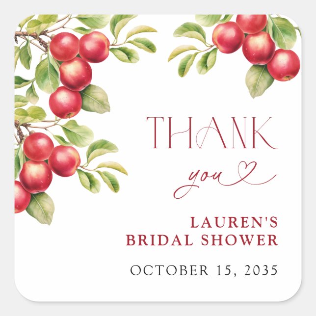 Adesivo Quadrado Aplicação Moderna Depois Do Chá Da Apple Obrigado (Frente)