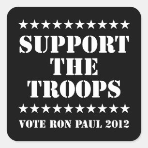 Adesivo Quadrado APOIE as TROPAS - voto Ron Paul 2012